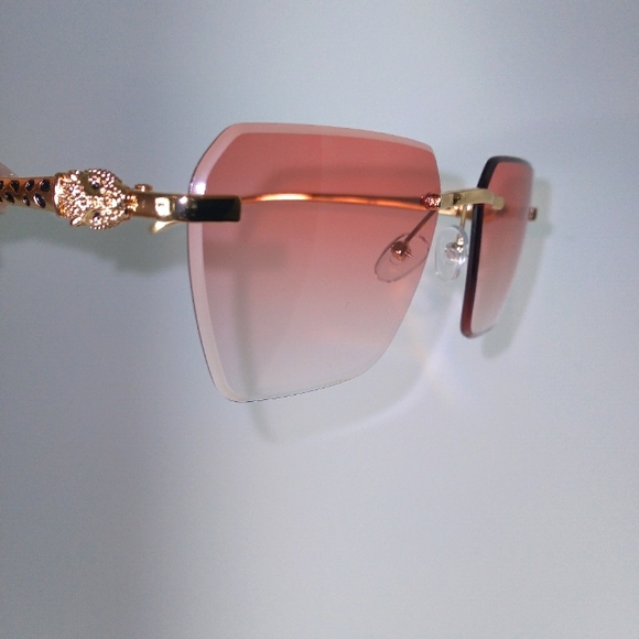 Orange Gradient Lens Gold-Tone Animal Print Design Frame Sunglasses - Picture 7 of 7